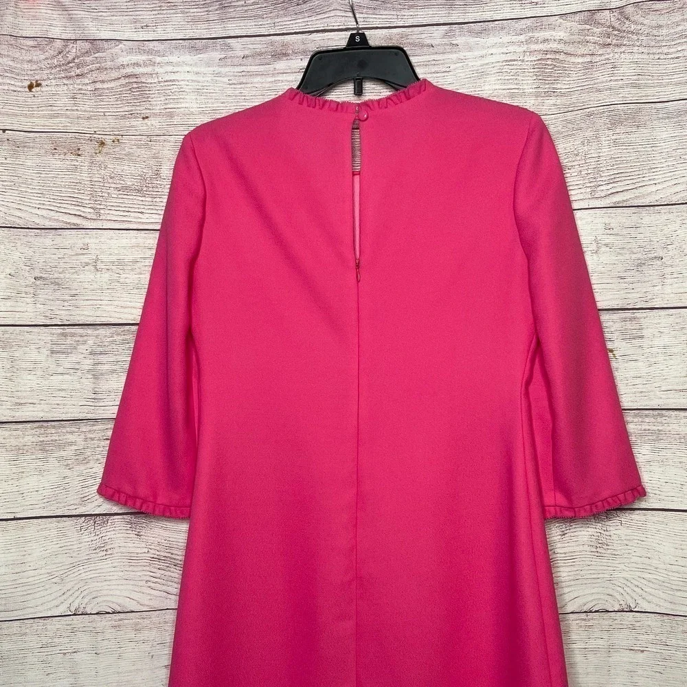 Kate Spade Dizzy Pink Ruffle Trim Flare Crepe Short Dress Size 4